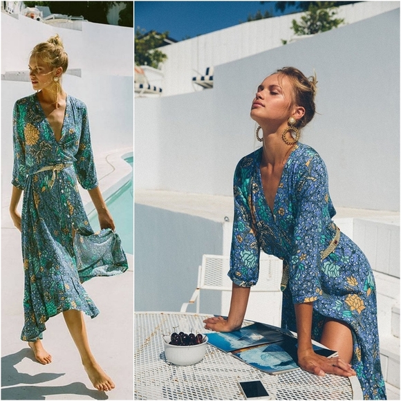 FLASH SALE Arnhem sinta midi dress boho gown marine M 10 blue - Picture 3 of 8